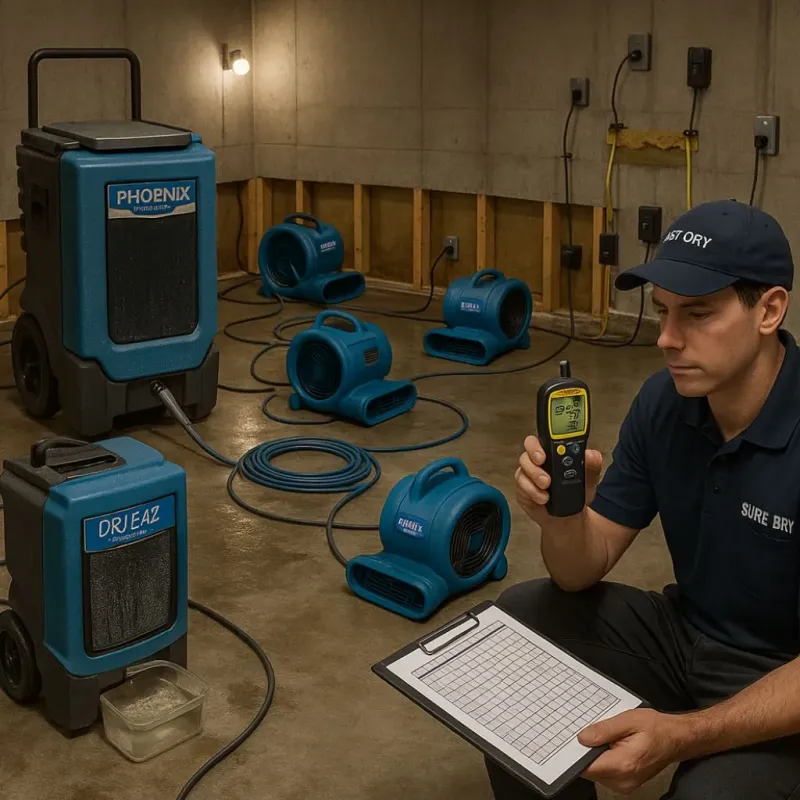 Structural Drying and Dehumidification process in Rankin, TX